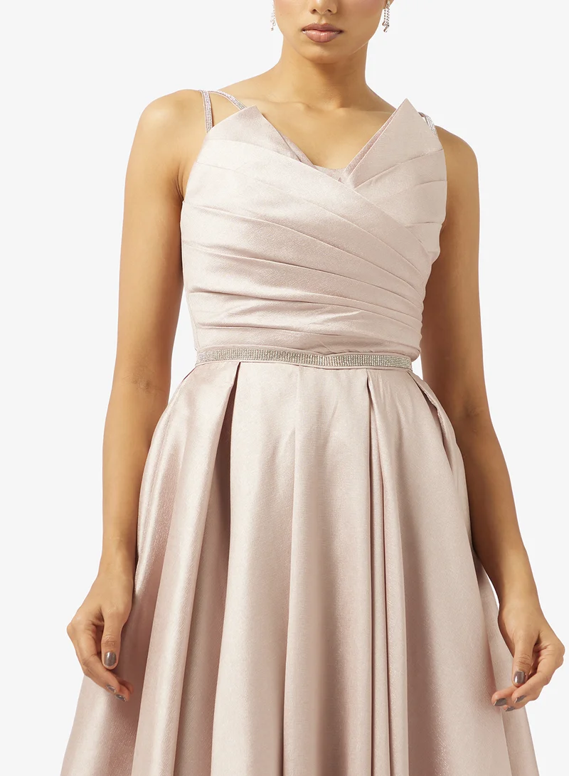Akadia Fashion  V-DRAPED BUST LACED TAFFETA DRESS for Women | Best Price UAE